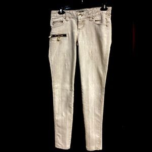 Women’s Slim Fit Beige Jeans with Zip Pocket